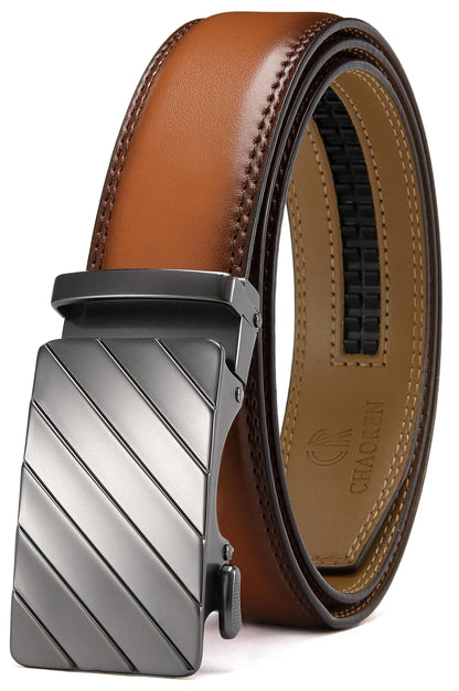 CHAOREN Ratchet Belts for Men - Mens Brown Belt 1 3/8" for Casual Dress - Micro Adjustable Belt Fit Everywhere